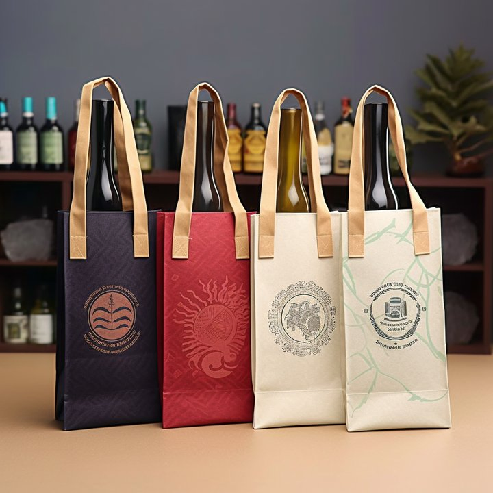 Eco Friendly Heavy-Duty Custom Bottle Bag Holder Carrier Non-Woven Wine Recycling Logo Gift Bag for Wine Bottle Tote Bag