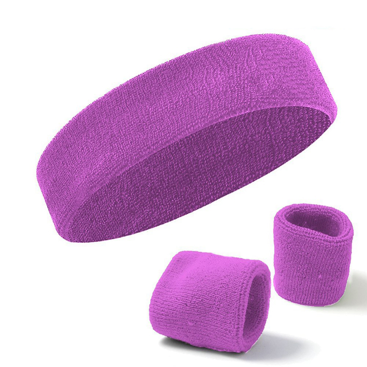 Custom Embroidered Sweat Absorbing Terry Cloth Cotton Basketball Gym Sports Headband Wristband