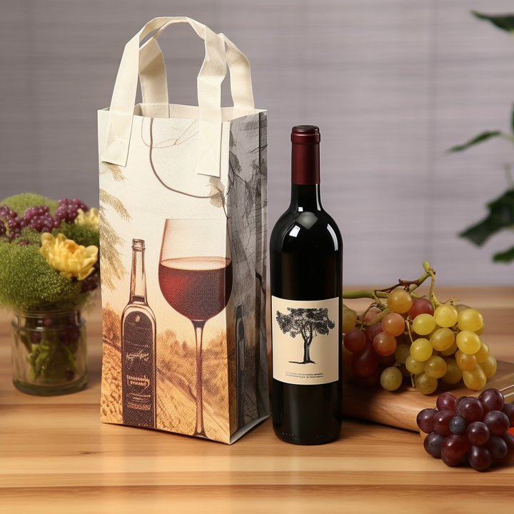 Eco Friendly Heavy-Duty Custom Bottle Bag Holder Carrier Non-Woven Wine Recycling Logo Gift Bag for Wine Bottle Tote Bag