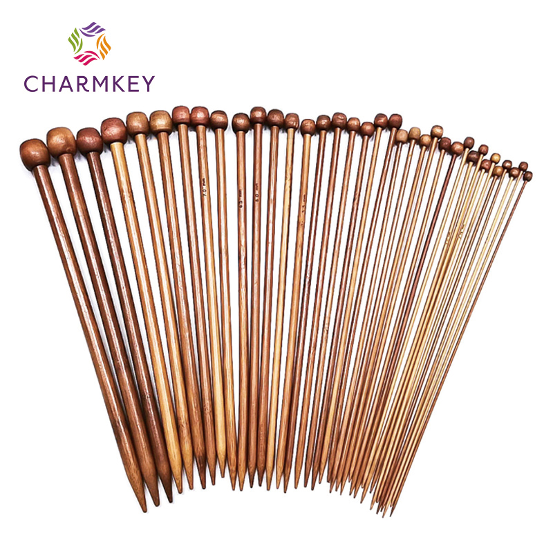 35/25cm Single-Pointed Bamboo Stick Carbonized Bleached Knitting Round Ball Needle 36 Bamboo Sweater Needle