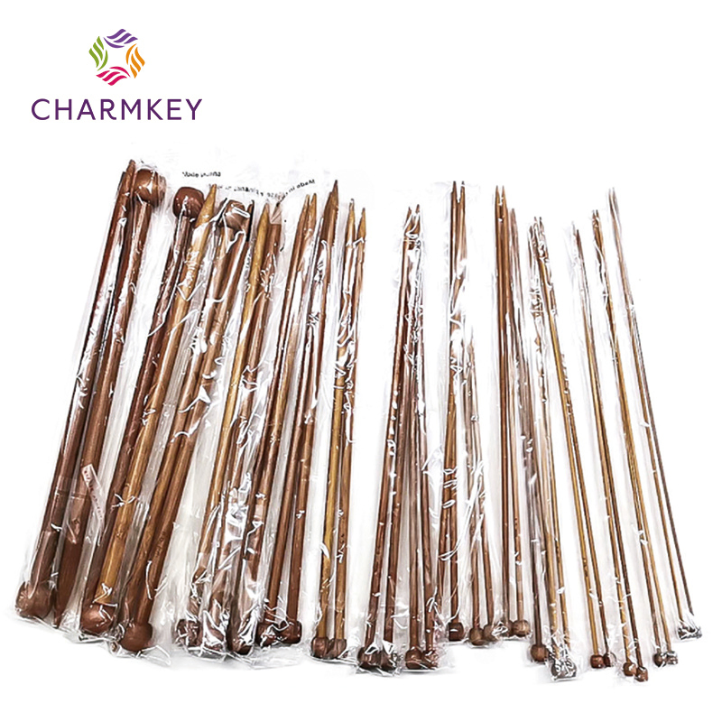 35/25cm Single-Pointed Bamboo Stick Carbonized Bleached Knitting Round Ball Needle 36 Bamboo Sweater Needle