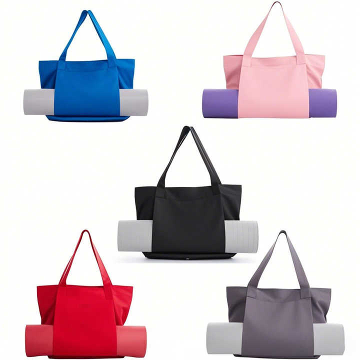 Custom Logo Large Yoga Accessories Gym Cotton Beach Shoulder Canvas Yoga Tote Bag with Yoga Mat Carrier