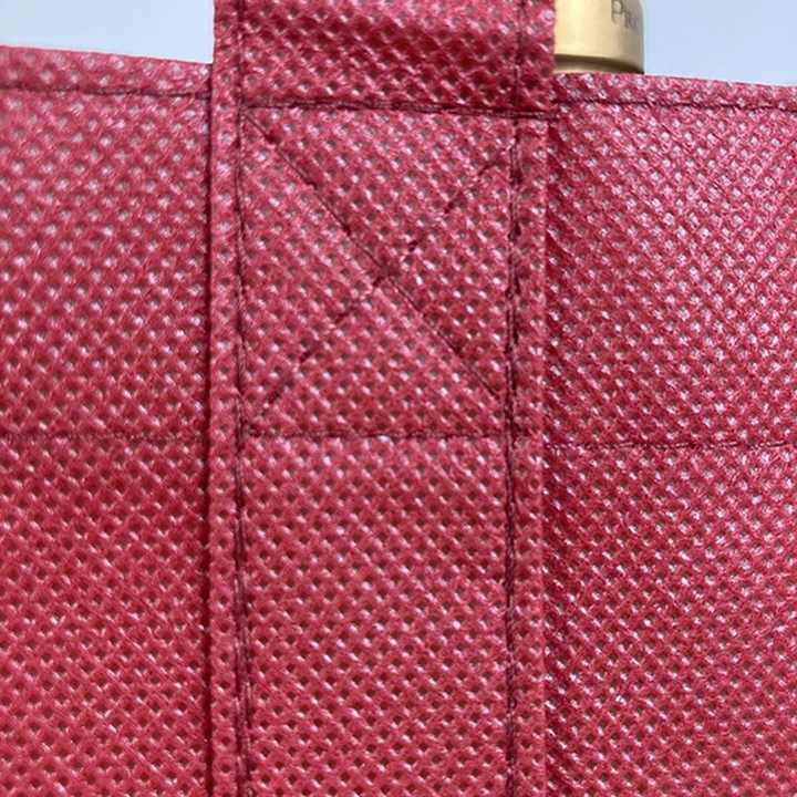 Custom Reusable Dark Red Single Non Woven Wine Gift Tote Bag Non-Woven Wine Bottle Carrier Bag with Handles