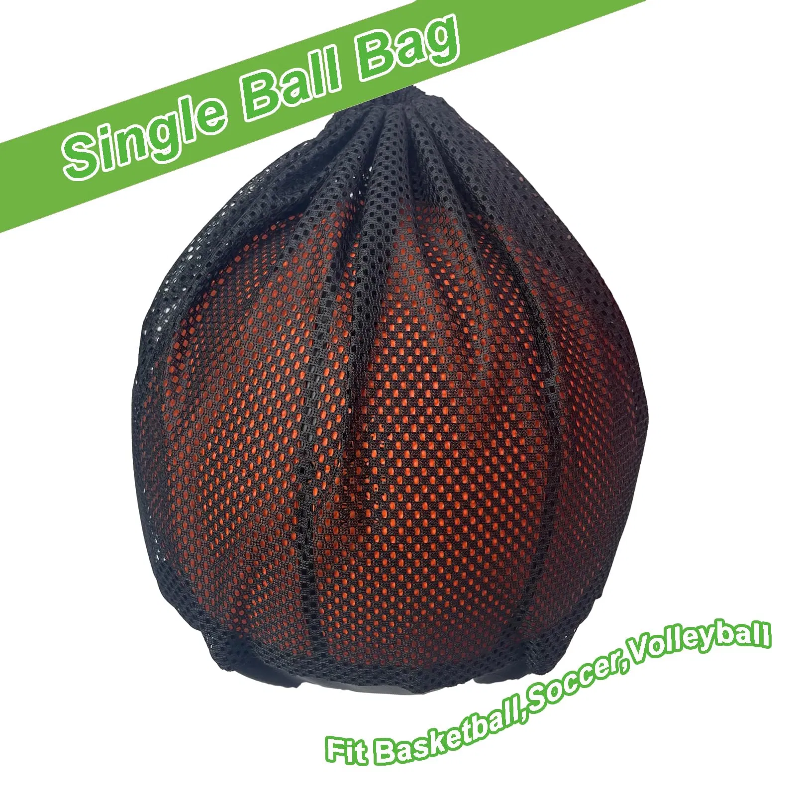 Single Ball Bag, Ball Storage Bag, Mesh Carry Bag with Zipper Pocket, Drawstring Sling Back Bag for Carrying Basketball Volleyball Soccer Football