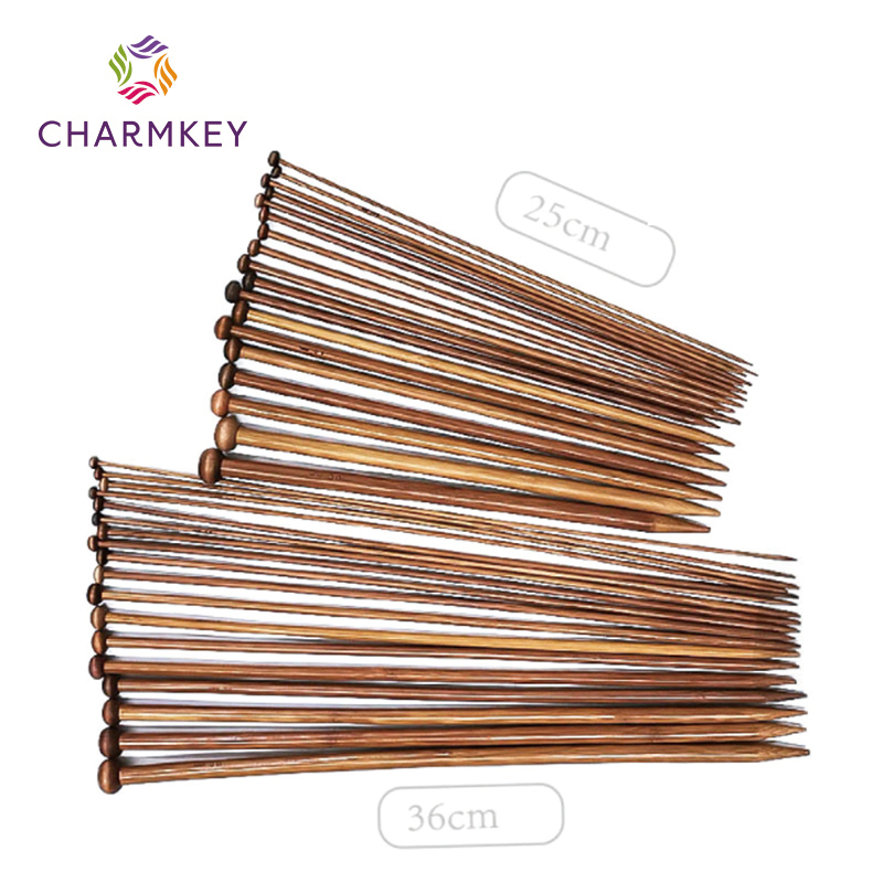 35/25cm Single-Pointed Bamboo Stick Carbonized Bleached Knitting Round Ball Needle 36 Bamboo Sweater Needle