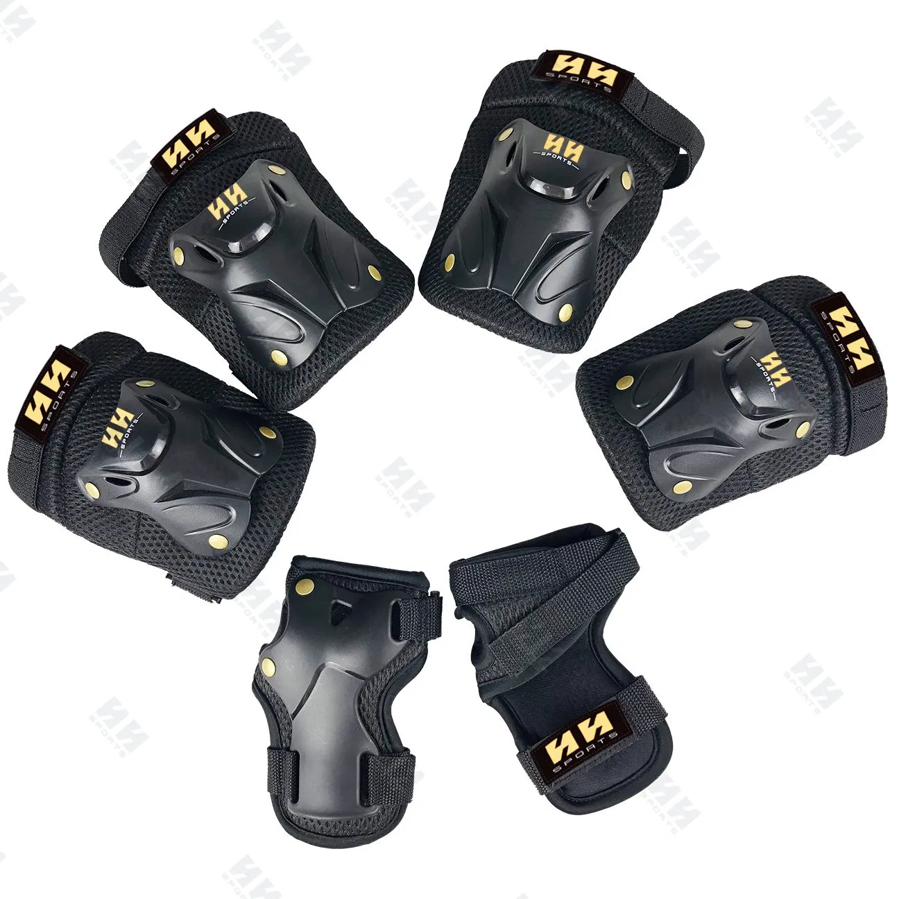 Factory Best Seller 6 Pieces Set Roller Skating Guard Set Knee Elbow Wrist Protective Pads for Skating Riding Sports