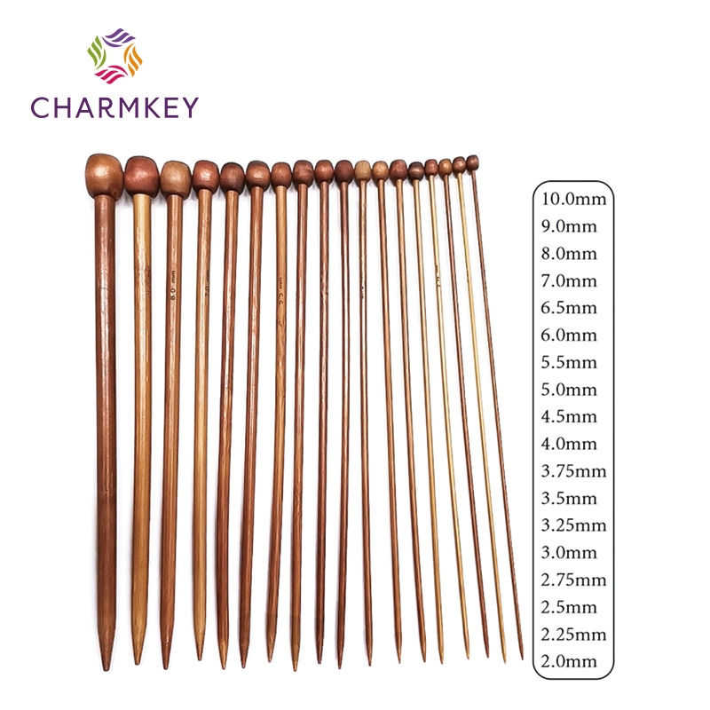 35/25cm Single-Pointed Bamboo Stick Carbonized Bleached Knitting Round Ball Needle 36 Bamboo Sweater Needle