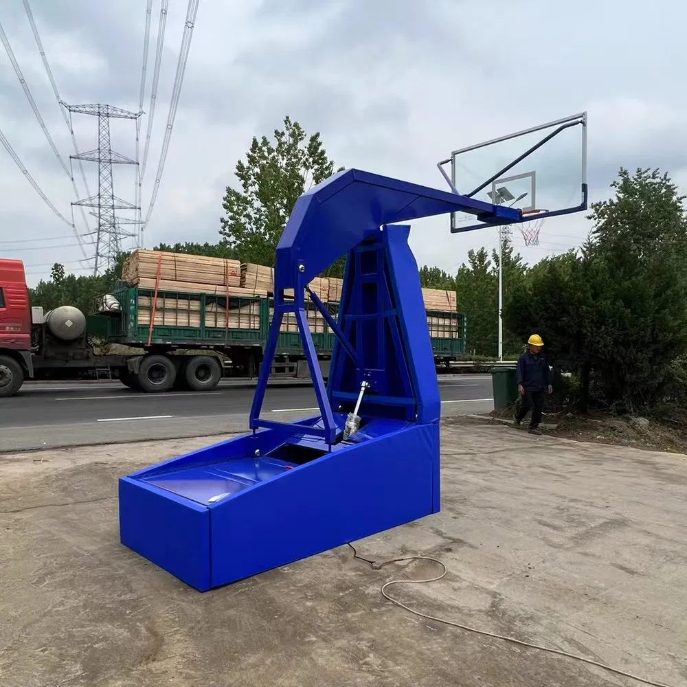 Fiba Standard Movable Electric Hydraulic Basketball Stand American Backstop for Competition