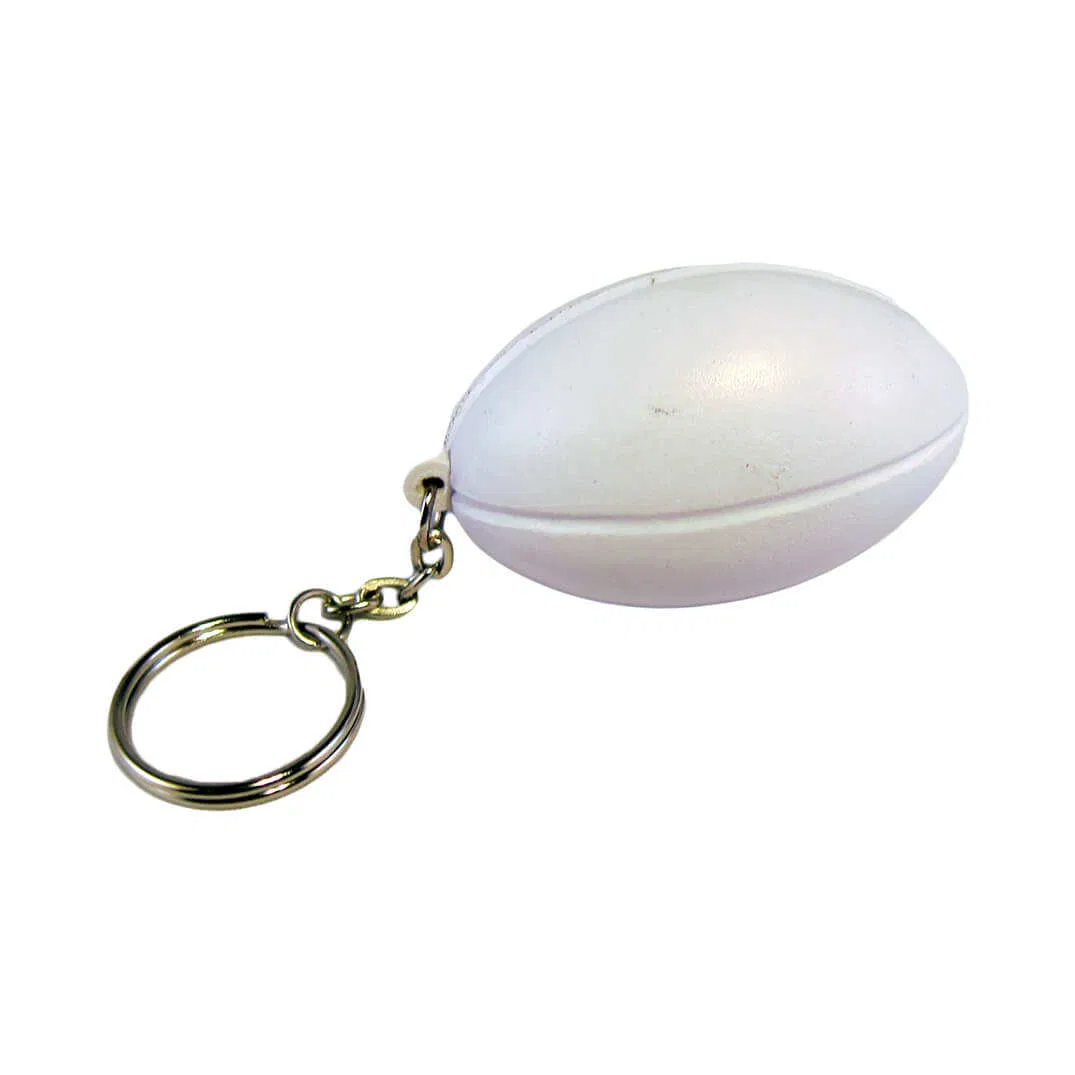 Custom PU Printed Logo Anti Stress Toy Ball Realistic Mini Rugby Keyring