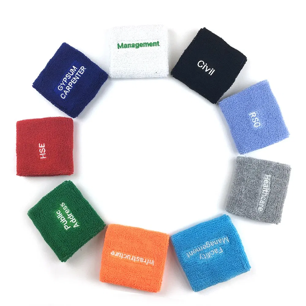 Promotional 8cm Cotton Sweatband Custom Eco Friendly Wristband Gym Wrist Support Band Sport Wrist Band for Men