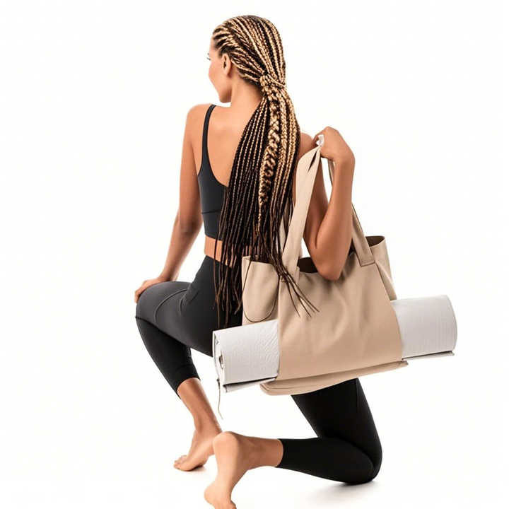 Custom Logo Large Yoga Accessories Gym Cotton Beach Shoulder Canvas Yoga Tote Bag with Yoga Mat Carrier