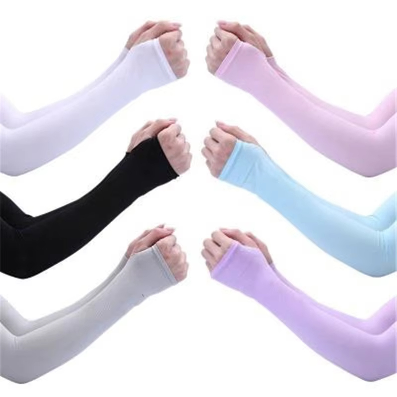 Summer Women Outdoor Sports Half Finger Sleeves Long Gloves UV Protection Hand Protector Cover Arm Ice Silk Sunscreen