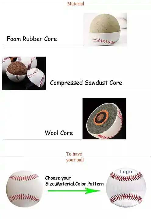 Custom Printed Logo Full Grain PU PVC Leather Flat Seam Raised Softball