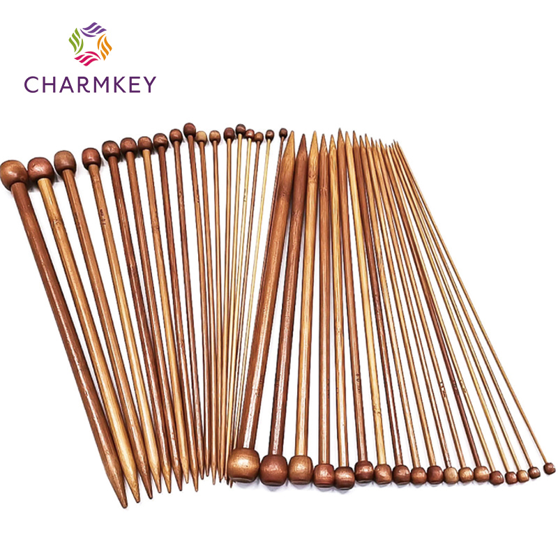 35/25cm Single-Pointed Bamboo Stick Carbonized Bleached Knitting Round Ball Needle 36 Bamboo Sweater Needle