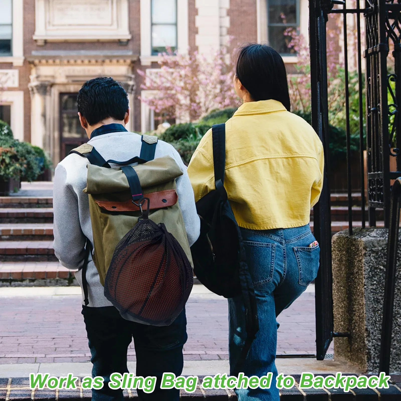 Single Ball Bag, Ball Storage Bag, Mesh Carry Bag with Zipper Pocket, Drawstring Sling Back Bag for Carrying Basketball Volleyball Soccer Football