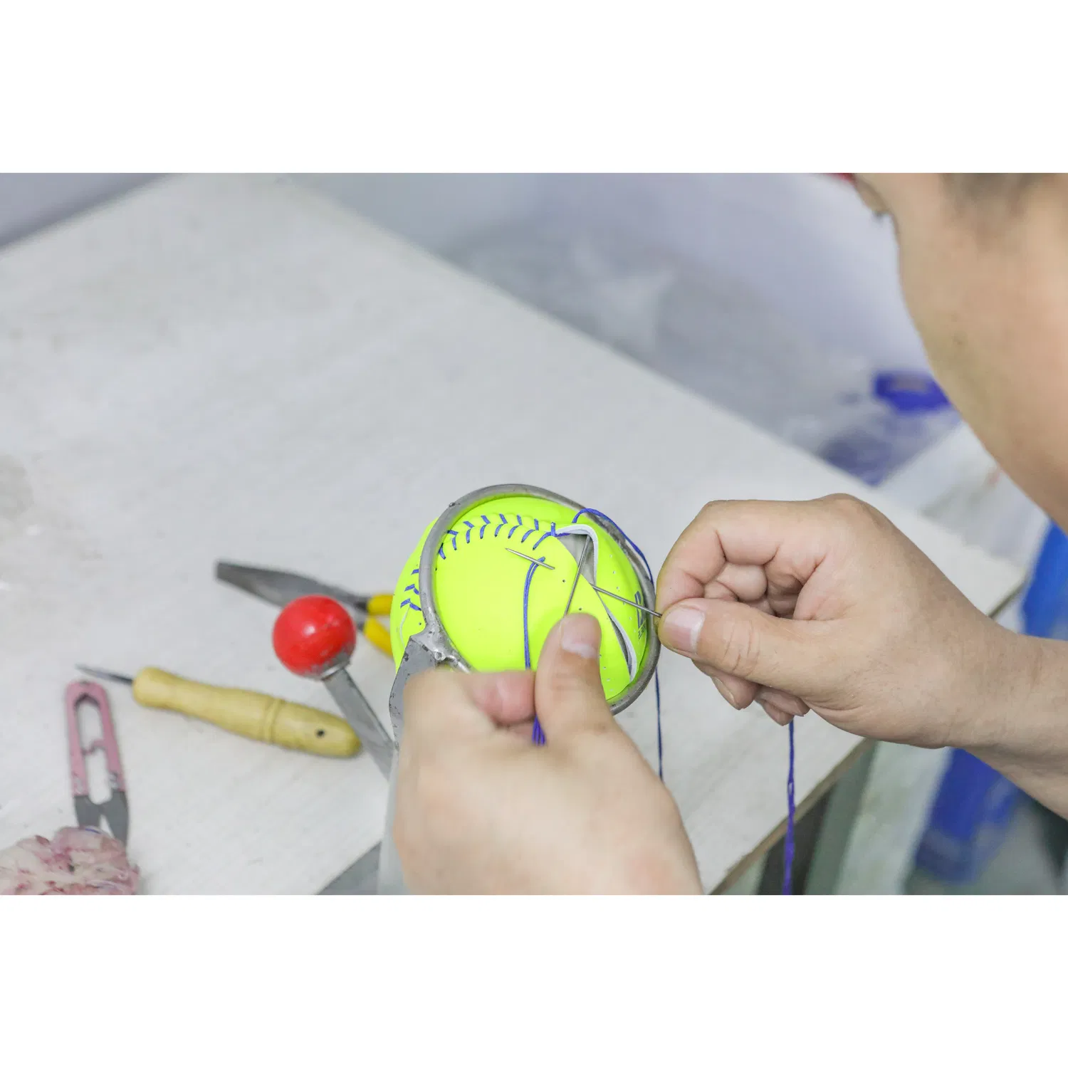 Neon Yellow Split Leather PU PVC Fastpitch 12inch 11inch Softball