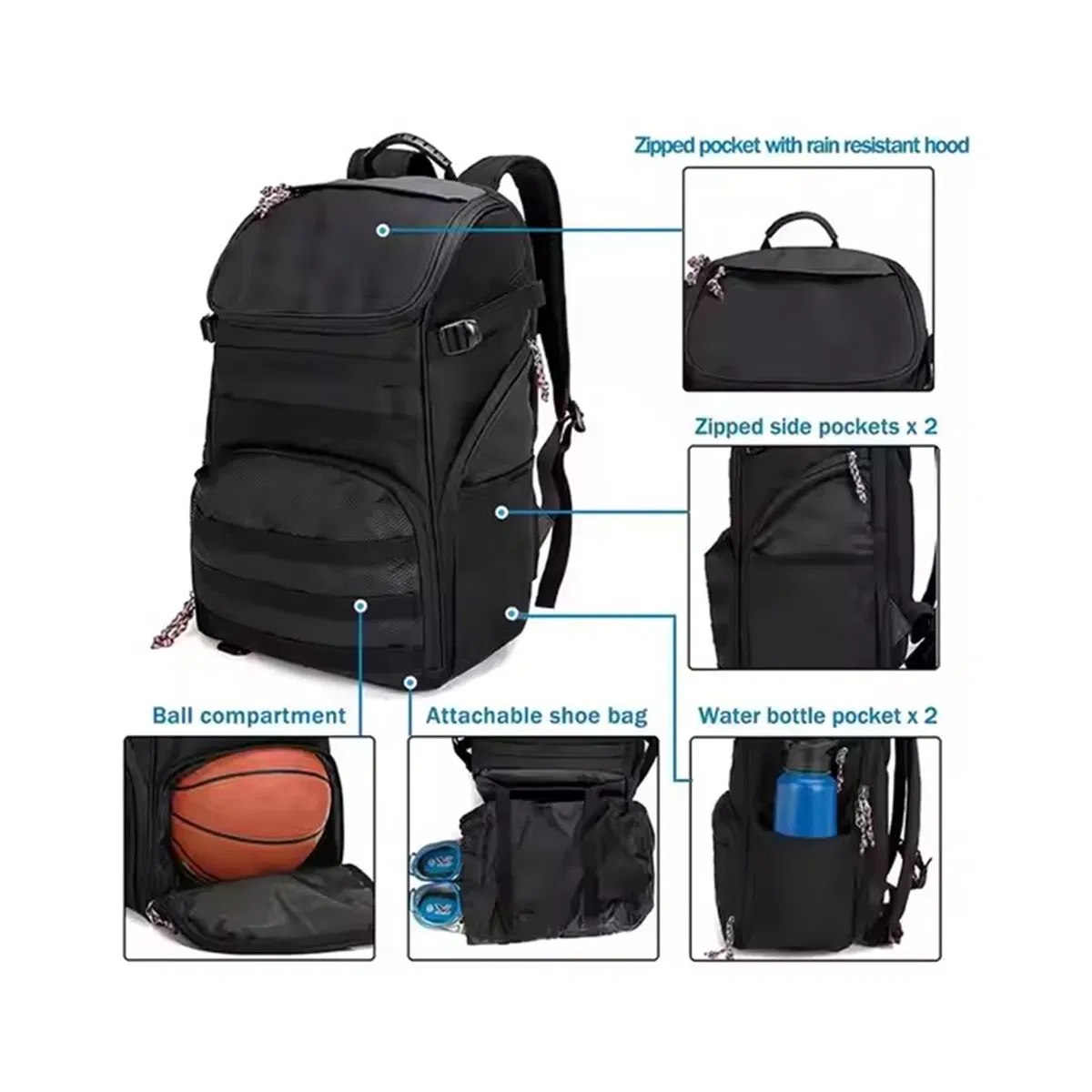SJ-YB2025 Custom Large Sports Ball Bag with ball Compartment