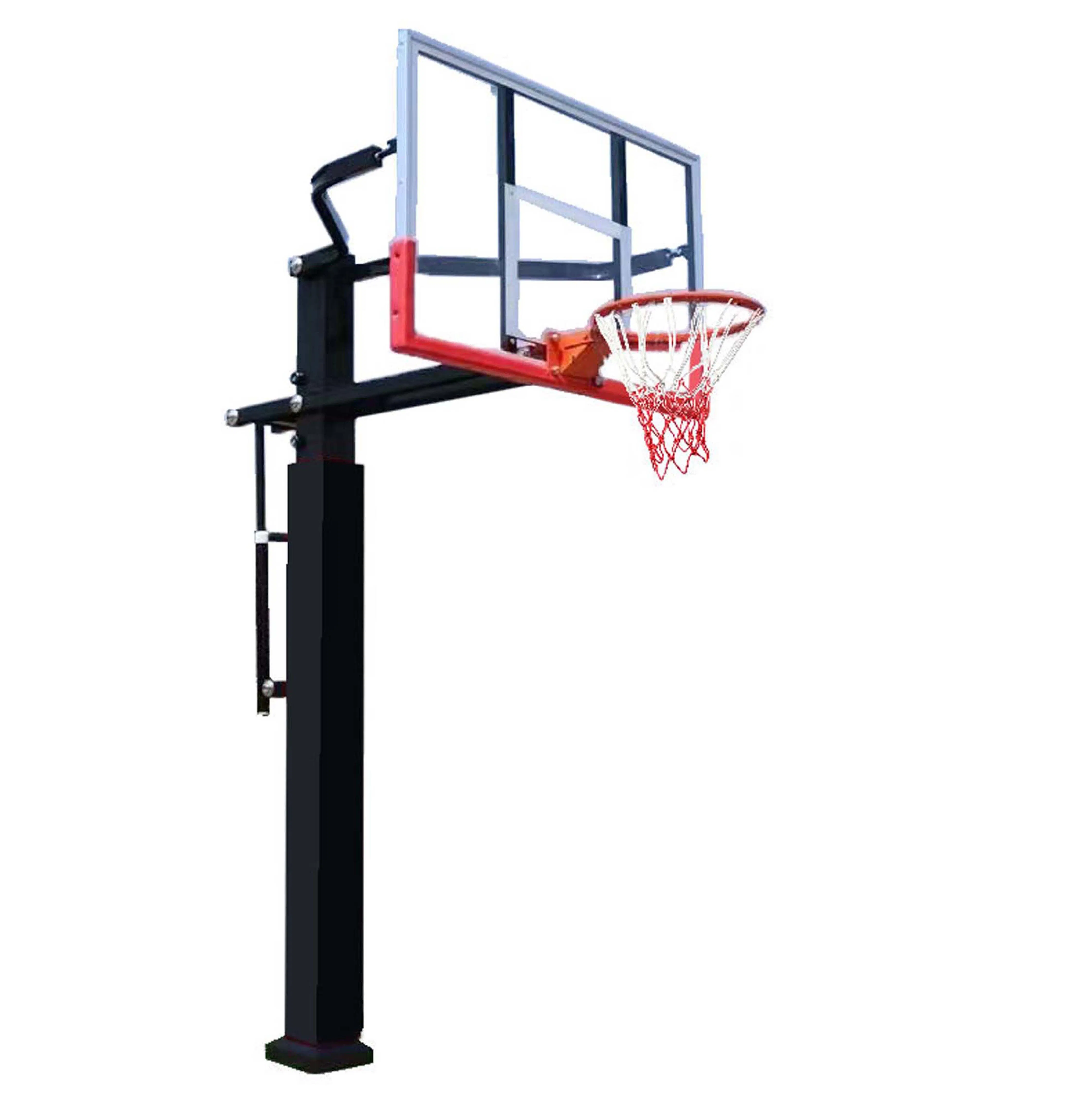 72 Inch Tempered Glass in Ground Height Adjust Basketball Hoop Goal