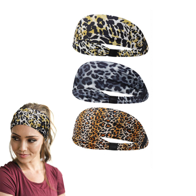 New Trendy Leopard Series Sport Hairband Manufacturer, Custom Printed Cheetah Pattern Non Slip Head Wrap Headband, Digital Printing Hairbands Headwear