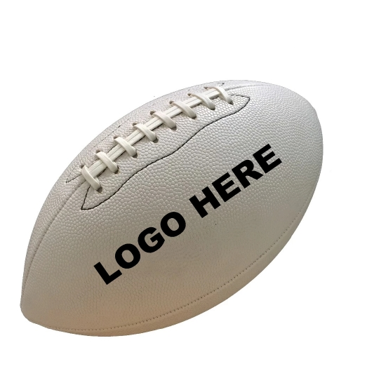 Actearlier All Blank White PU PVC Machine Sewn Composite Leather American Football Ball Rugby Ball Size 9 6 3 1 for Training