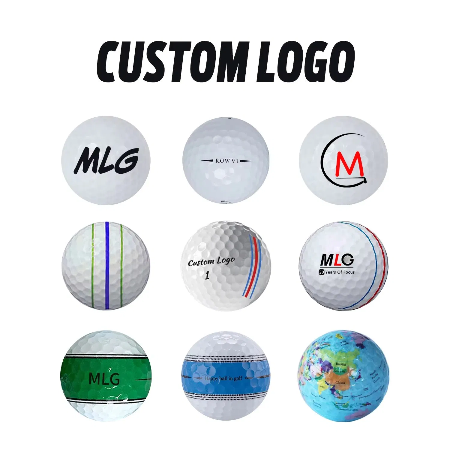 High Quality 2 3 4 Piece Custom Printing Logo Colored Wholesale Golf Ball