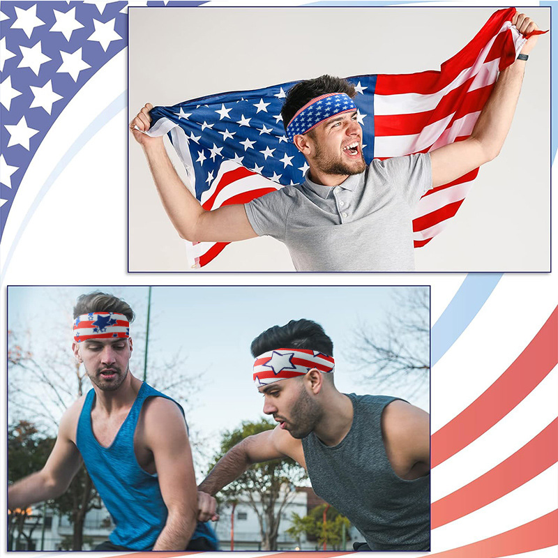 Hot Sale Great Quality Polyester Material Custom Logo National Flag Sport Headbands for Outdoor Support's Band.