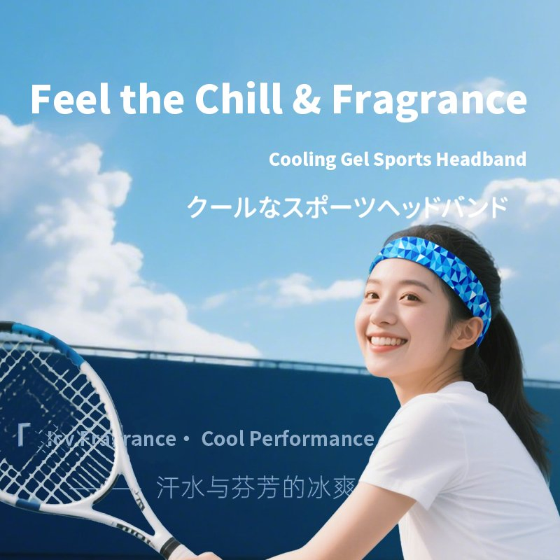 OEM Customized Hydrogel Cooling Gel Head Wrap Headband with Mint for Sports Heat Relief Adjustable Patch Pad Sweatband