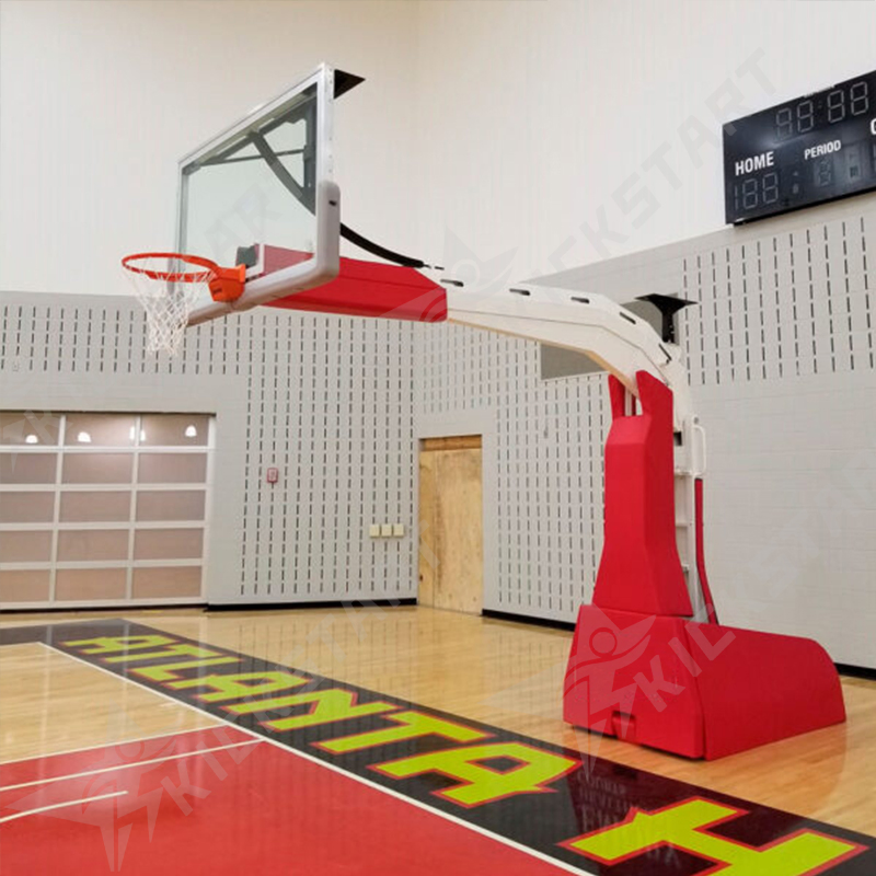 Fiba Standard Movable Electric Hydraulic Basketball Stand American Backstop for Competition
