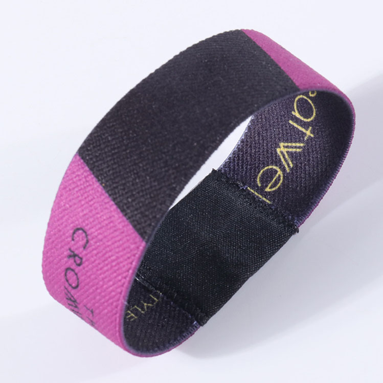 Customized Thin Elastic Sublimation Polyester Sport Wristband with Custom Logo Woven Label