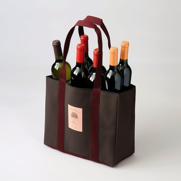 Wholesale Eco Friendly Heavy Duty Reusable 6 Bottles Carrier Non Woven Wine Tote Bag