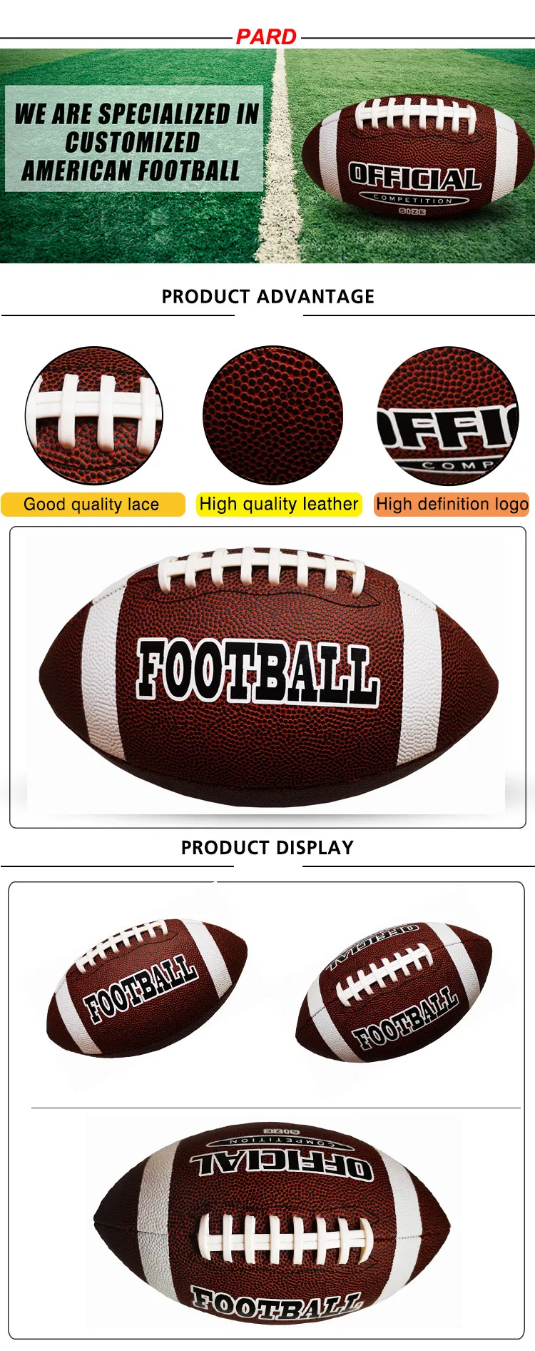 Best Quality Machine Stitched Rubber Leather Rugby Ball