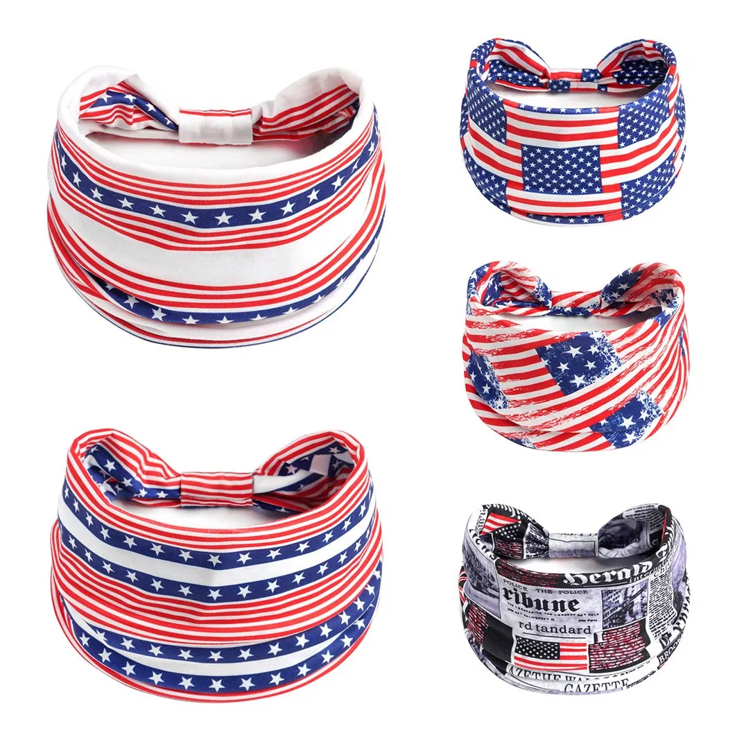 Hot Sale Great Quality Polyester Material Custom Logo National Flag Sport Headbands for Outdoor Support's Band.