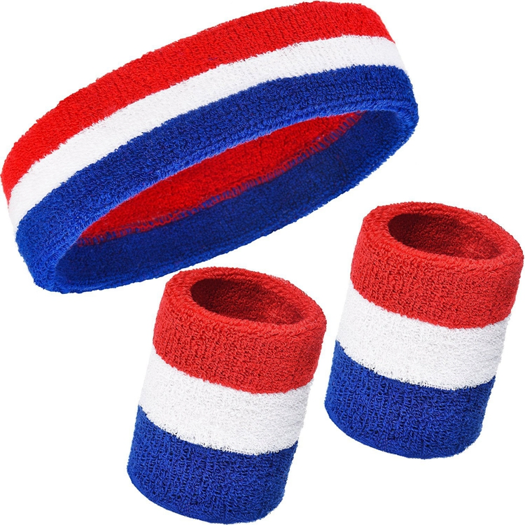 Custom Embroidered Sweat Absorbing Terry Cloth Cotton Basketball Gym Sports Headband Wristband