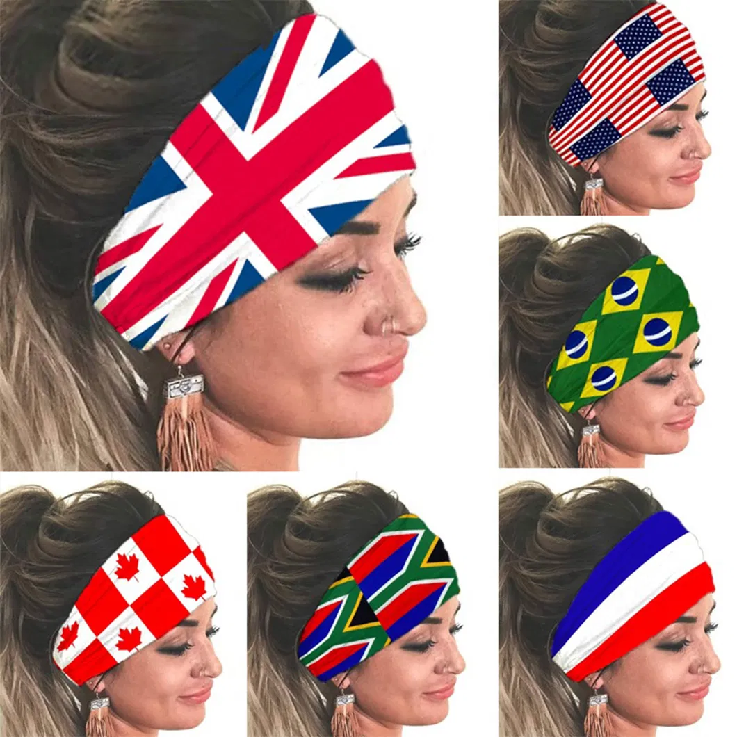 Hot Sale Great Quality Polyester Material Custom Logo National Flag Sport Headbands for Outdoor Support's Band.