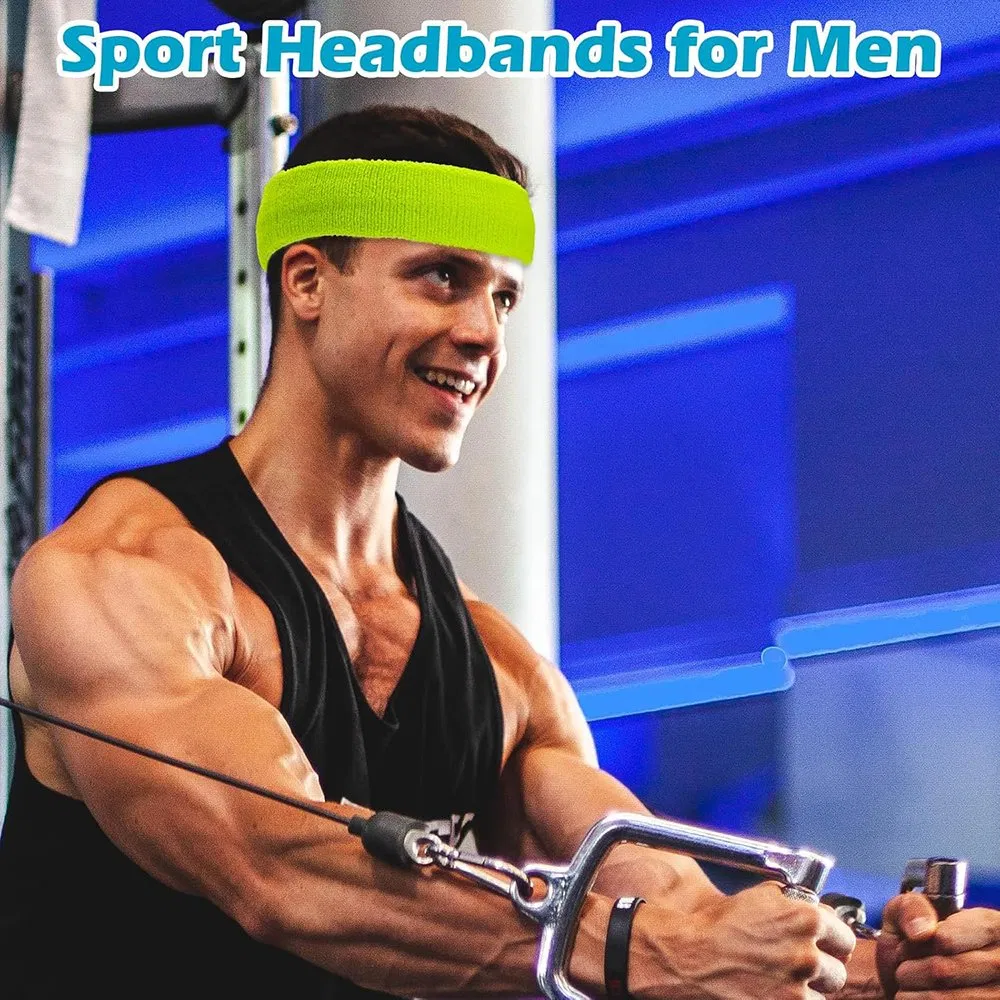 Sweatbands Sports Headbands for Men &amp; Women Athletic Exercise Gym Workout Running Sweat Headbands Sweat Head Bands (Colorful)