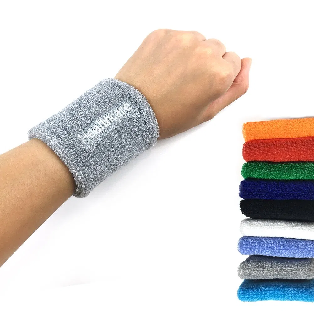 Promotional 8cm Cotton Sweatband Custom Eco Friendly Wristband Gym Wrist Support Band Sport Wrist Band for Men