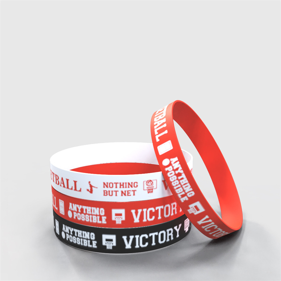 Wholesale Enamel Silicone Wristband for Sports Promotional Bracelets Wristbands