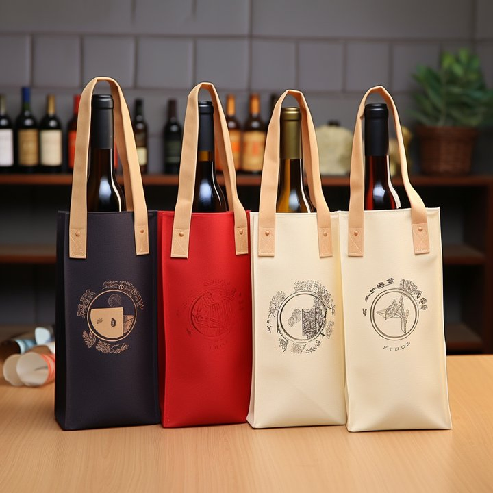 Eco Friendly Heavy-Duty Custom Bottle Bag Holder Carrier Non-Woven Wine Recycling Logo Gift Bag for Wine Bottle Tote Bag