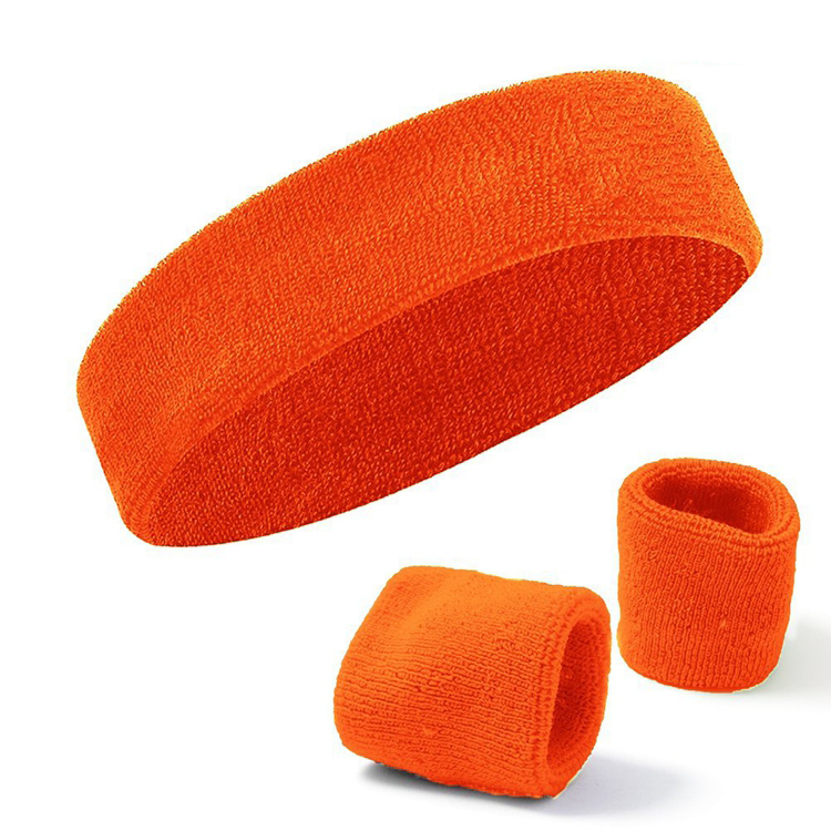 Custom Embroidered Sweat Absorbing Terry Cloth Cotton Basketball Gym Sports Headband Wristband