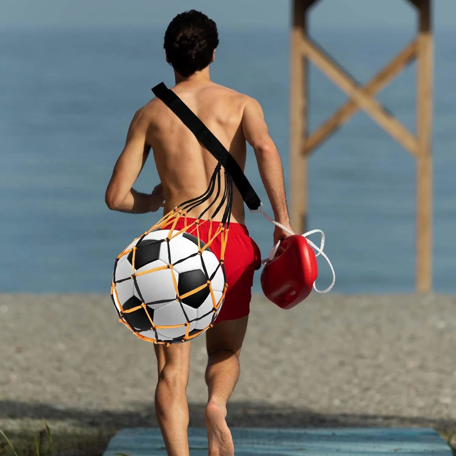 Wholesale Sports Ball Carrier Bag, 1.5m Polyester Net Bags for Kids Carrying Football, Basketball, Volleyball Soccer