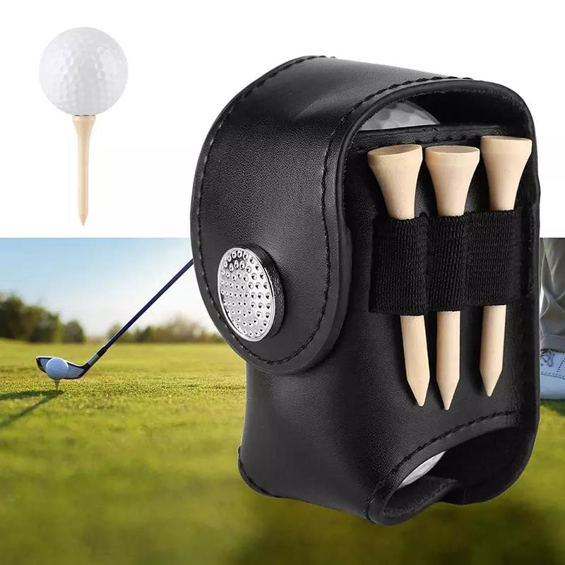 PU Leather Clip Ball Marker PU Leather Golf Ball Pouch Bag