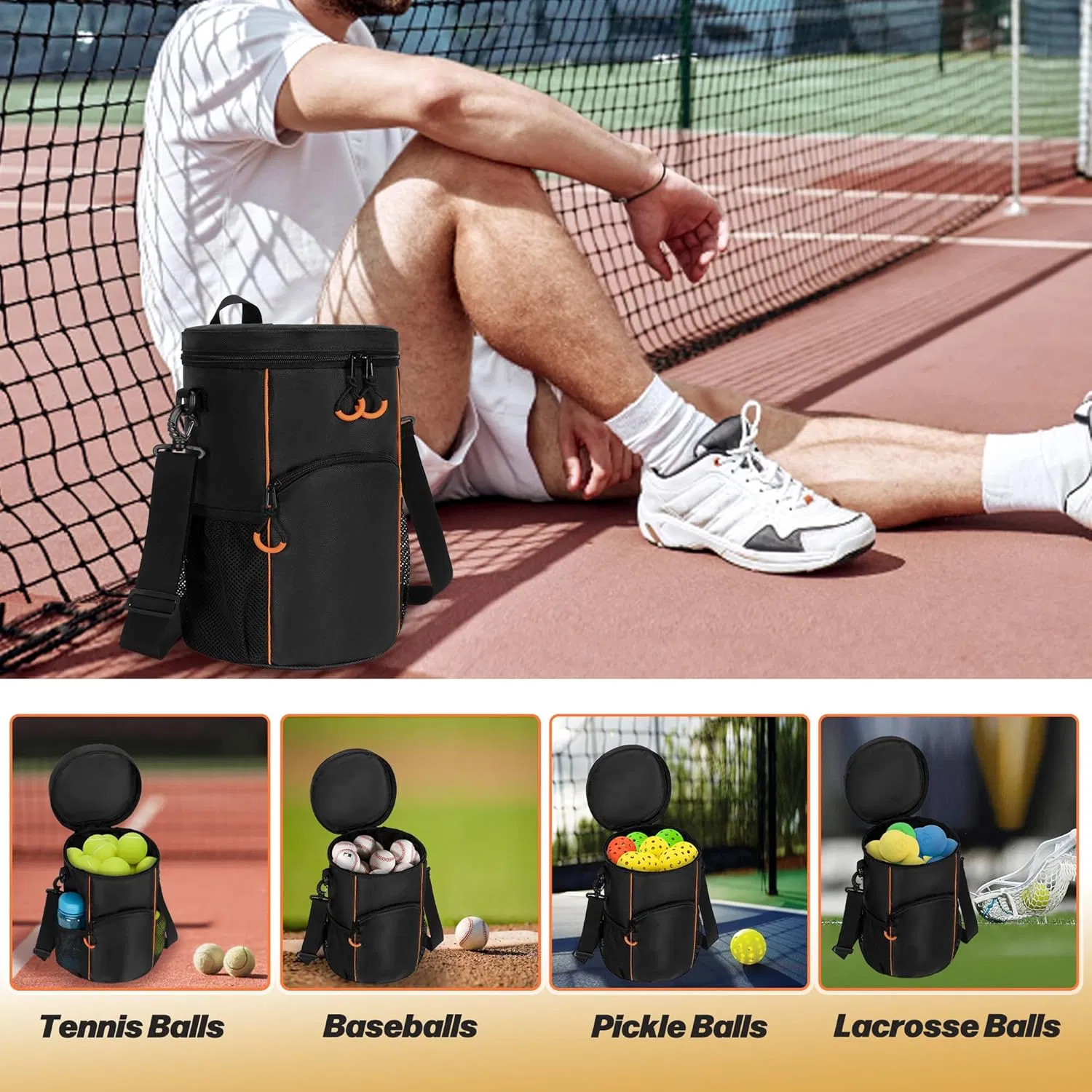 Tennis Ball Bag with Sturdy Bottom Baseball Lacrosse Ball Bag