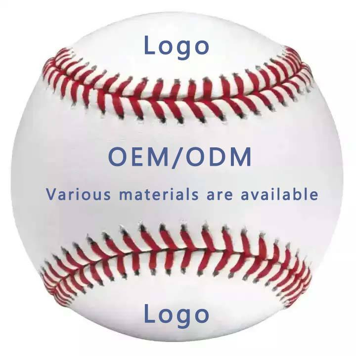 Custom Printed Logo Full Grain PU PVC Leather Flat Seam Raised Softball