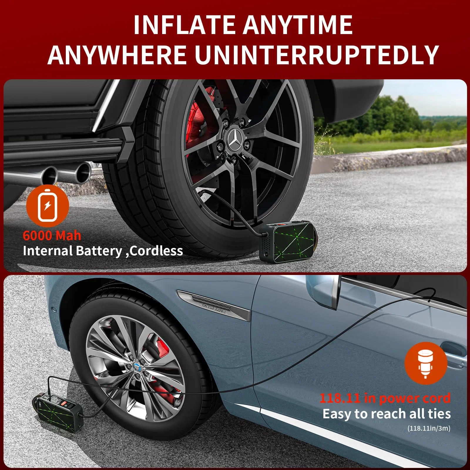 Electric Air Pump for Sports Balls Portable Wireless Inflator Tire Pump