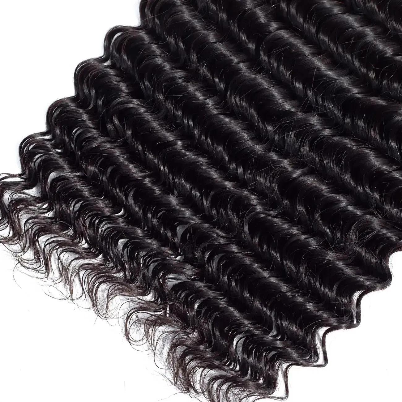Sleek Wholesale High Quality Deep Wave Human Hair Weft Weaving Cambodian Unprocessed Human Hair 6 to 30 Inches Long Natural Black Weft Bouncy Wavy Hair Bundles