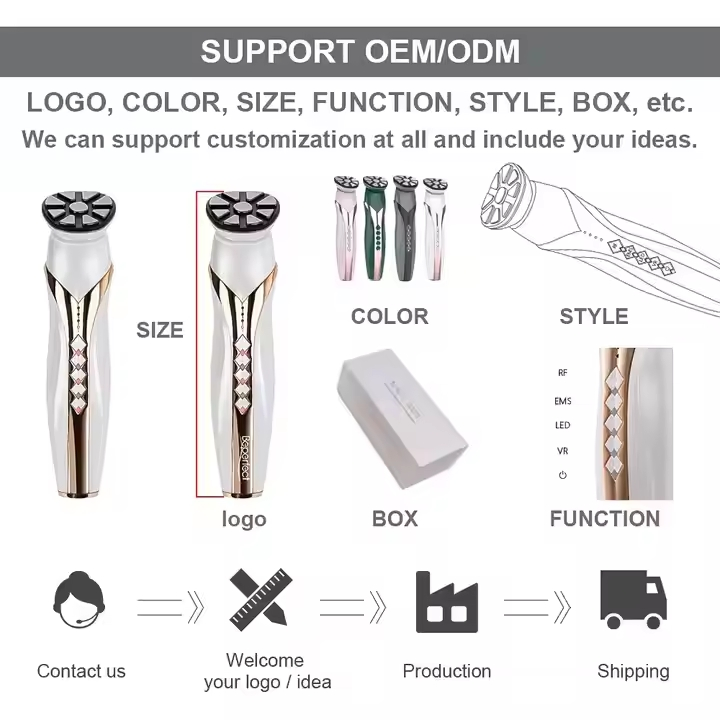 Mini Facial Mesotherapy Electroporation RF Radio Frequency LED Photon Face Lifting Device