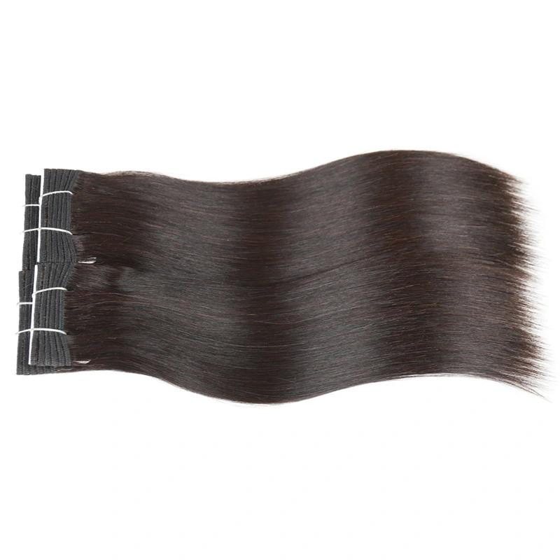 Factory Wholesale Natural Look Hair Bundles Human Silky Straight Shiny Black Thick Human Hair Weft Extension 100% Real Virgin Human Hair Double Weft Extension