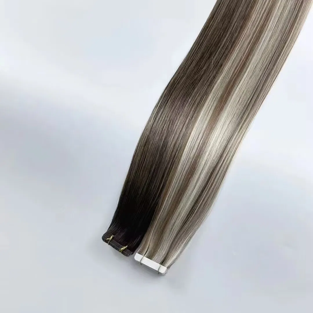 Factory Hot Sales White/ Silvery Human Hair Extensions Tape in Hair