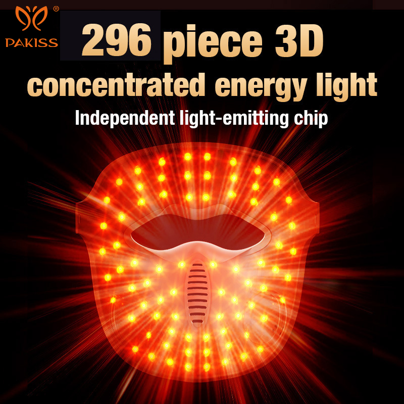 Pakiss 3D Phototherapy Mask 296 LED 4 Light Modes Home Skin Care Device