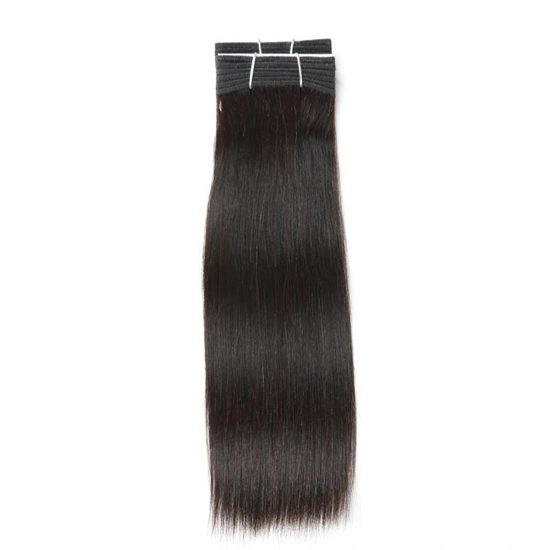 Factory Wholesale Natural Look Hair Bundles Human Silky Straight Shiny Black Thick Human Hair Weft Extension 100% Real Virgin Human Hair Double Weft Extension